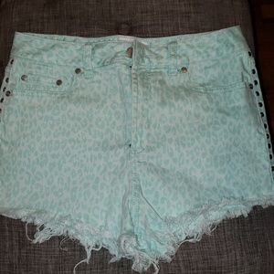 Teal leopard print PINK shorts